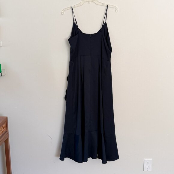 Chelsea28 A Line Navy Surplice Wrap Ruffle Midi Dress Nordstrom Medium - Picture 8 of 8